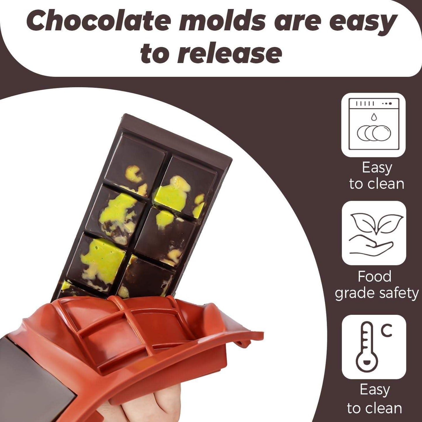 HABP GLOBAL 1 inch Chocolate Bar Mold, Silicone Deep Mold Ideal for making Homemade Stuffed Dubai Pistachio Chocolate,