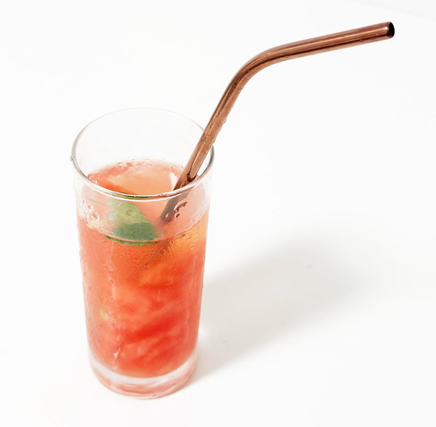 10 Pcs Stainless Steel Straws, Reusable Drinking Straws, Bent Metal Straw Sets with 2 Pcs Cleaning Brushes (Rose Gold, 8.5 Inch)