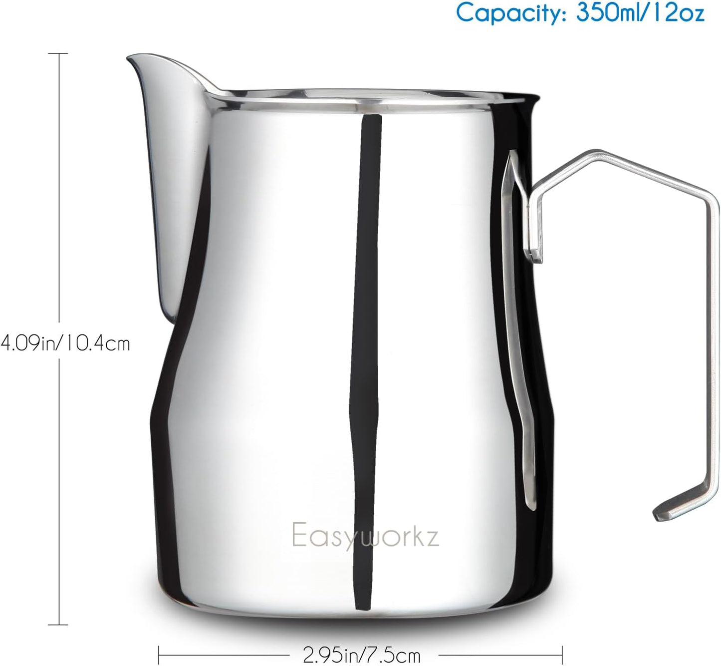 Easyworkz Espresso Steaming Pitcher Stainless Steel 12 oz Coffee Frothing Picther Milk Jug Cappuccino Latte Art Cup