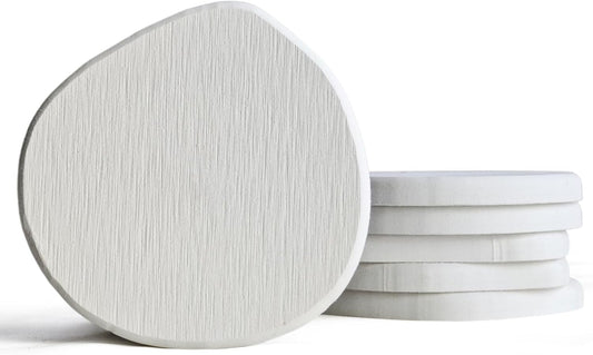 Instant Dry Stone Absorbent Diatomite Coaster Set of 6 for Drinks Wine Coffee, Modern Unique Cup Diatomaceous Earth Coasters for Coffee Table Office Desk, White