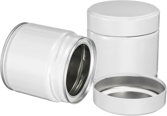 uxcell 2Pcs Round Tea Canisters, 3" x 3" Airtight Metal Tea Containers for Loose Tea, Coffee Beans, Spices - Durable, Compact, and Stylish Storage Tea Tin (White)