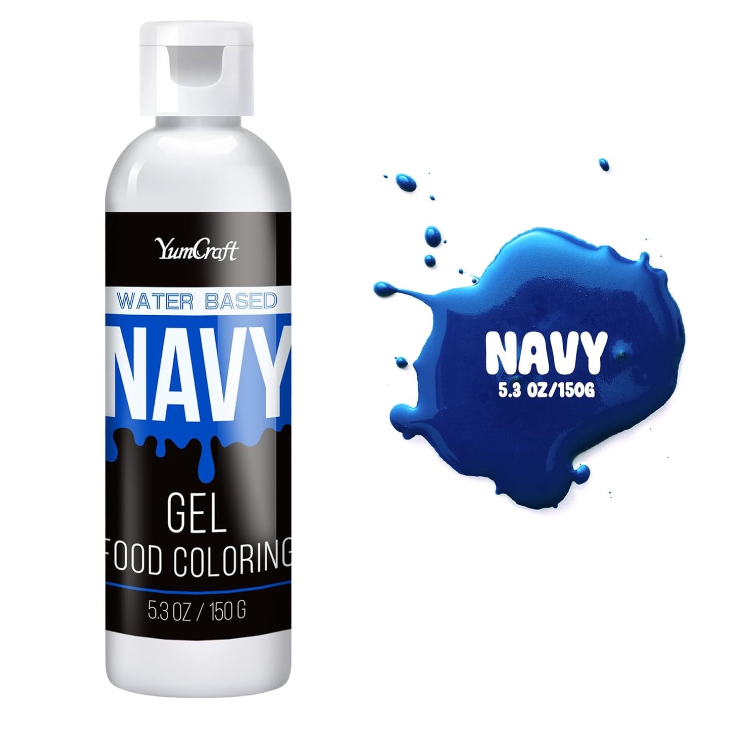 Food Coloring Gel - Vibrant Color Gel Food Coloring for Cake Decorating, Baking, Easter Egg, Icing - Tasteless Food Color Dye for Fondant, Cooking, Slime, Airbrush (Navy, 5.3oz)