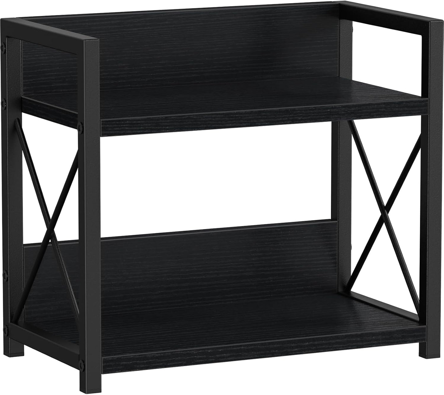 Giikin Kitchen Counter Shelf, 2 Tier Kitchen Spice Rack Organizer for Countertop, Wood Coffee Bar Organizer for Home (Black, S)