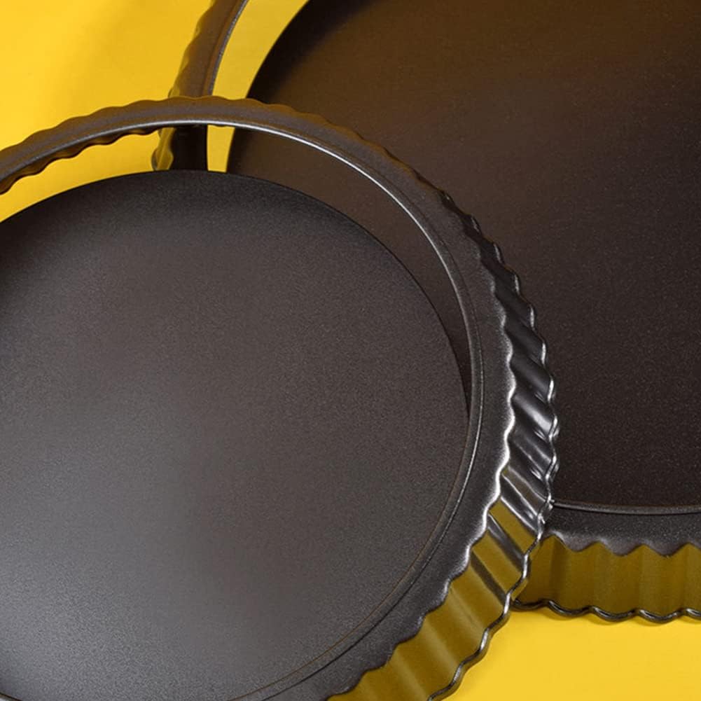 CALIDAKA Tart Pan Non-Stick Carbon Steel Quiche Pan Removable Bottom Pie Pans for baking Quiche Baking Dish(SIZE:8inch)