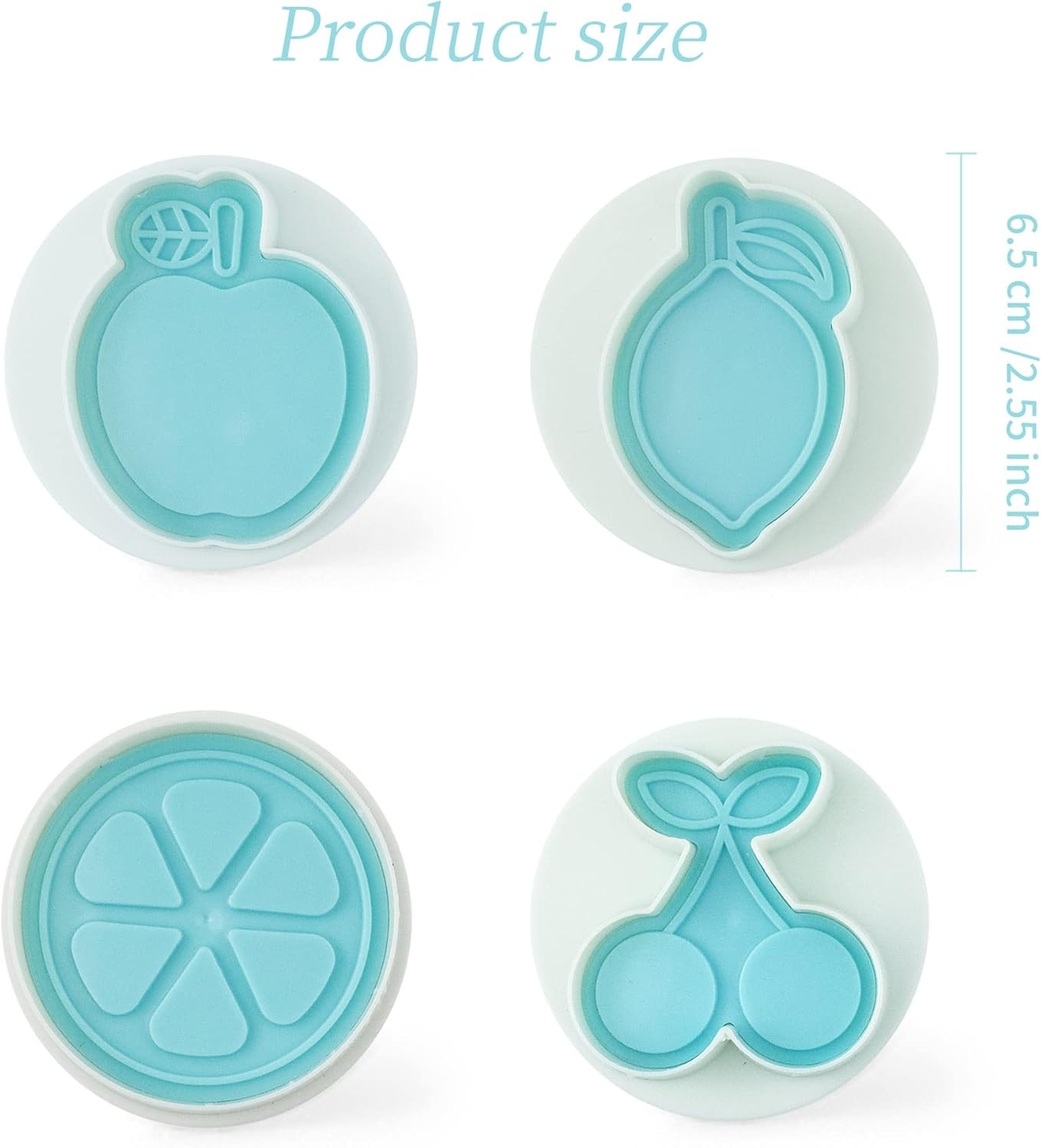 Cookie Stamps Set of 4, Cookie Press Mold, Decorating Supplies for DIY Baking, Cake, Pastry, Easy to Use- Fruit Series