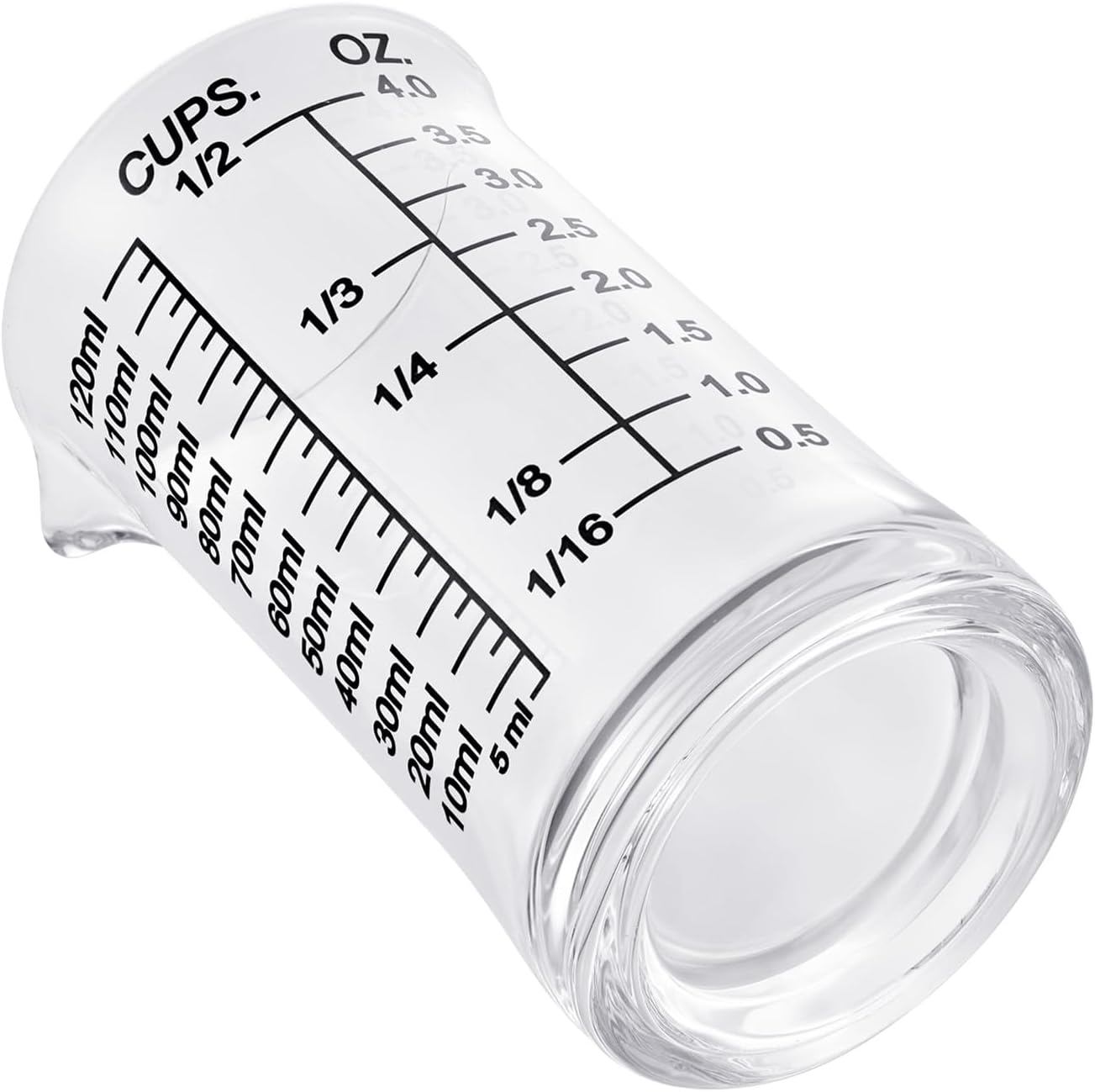 Ackers 4oz Glass Measuring Cup – Shot Glass with Ounce,Ml,Cups Markings for Kitchen & Bar(Pack of 2)