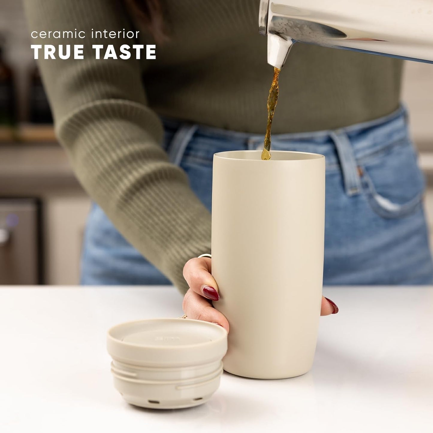 Simple Modern Travel Coffee Mug Tumbler with 360° Lid | Ceramic-Lined Insulated Stainless Steel Cold Brew Iced Coffee Cup | Gifts for Women Men Her Him | Voyager Signature | 16oz | Lavender Mist