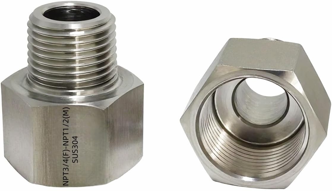 2 pieces Npt3/4 Female to Npt1/2 Male Reducer,3/4-1/2Water pipe Adapter, Fabricate of 304 Stainless Steel