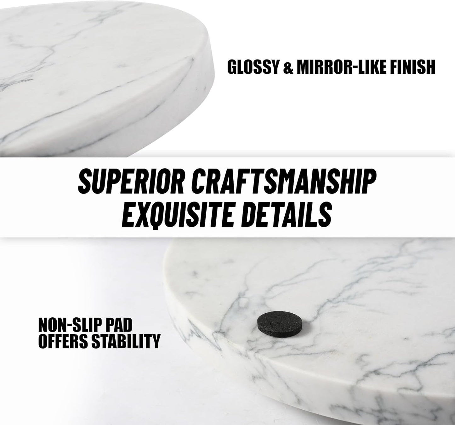 Koville Brazilian Natural Marble Cutting Board for Kitchen, 11inch Round Hand Crafted Marble Slab for Cheese, Charcuterie, Pastry Board - Wedding Gift, House Warming Gift(Maldivi)