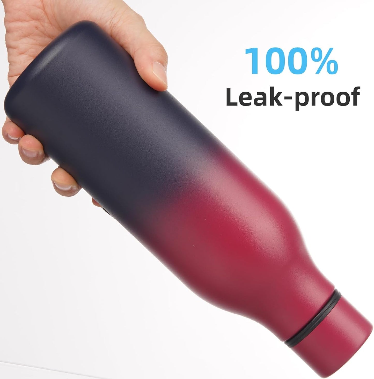 Insulated Water Bottle with Strap,18 oz Double Wall Stainless Steel Vacuum Bottles Metal Water Flask,Rosy Red