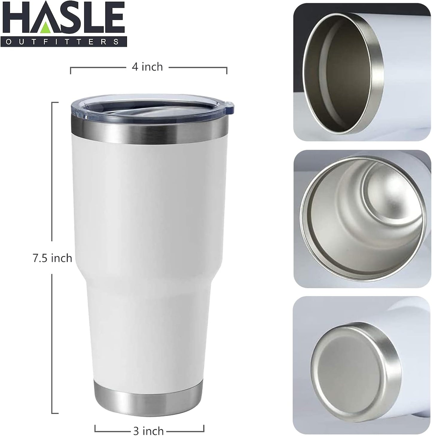 HASLE OUTFITTERS 30oz Stainless Steel Tumbler, Double Wall Vacuum Insulated Travel Mug Tumbler, Durable Insulated Coffee Mug, Gift Box Set (White, 1)