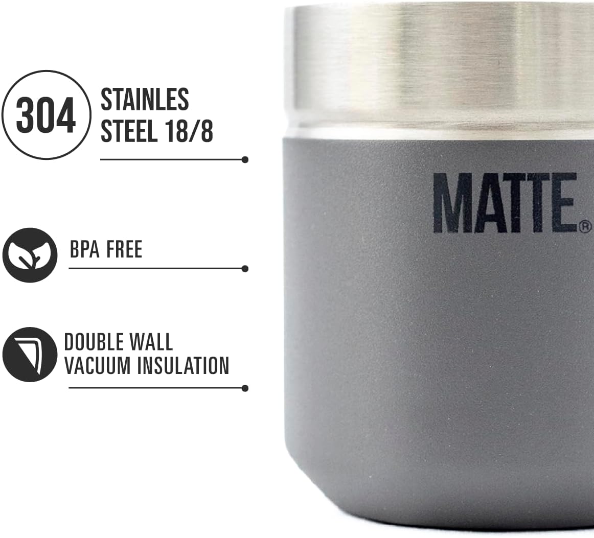 Matte 6.5 oz Yerba Mate Gourd and Bombilla Set - Includes DS Pro Box - BPA Free Yerba Mate Set Kit with Mate Straw, Elegant Design, Non-Slip Base (Grey)