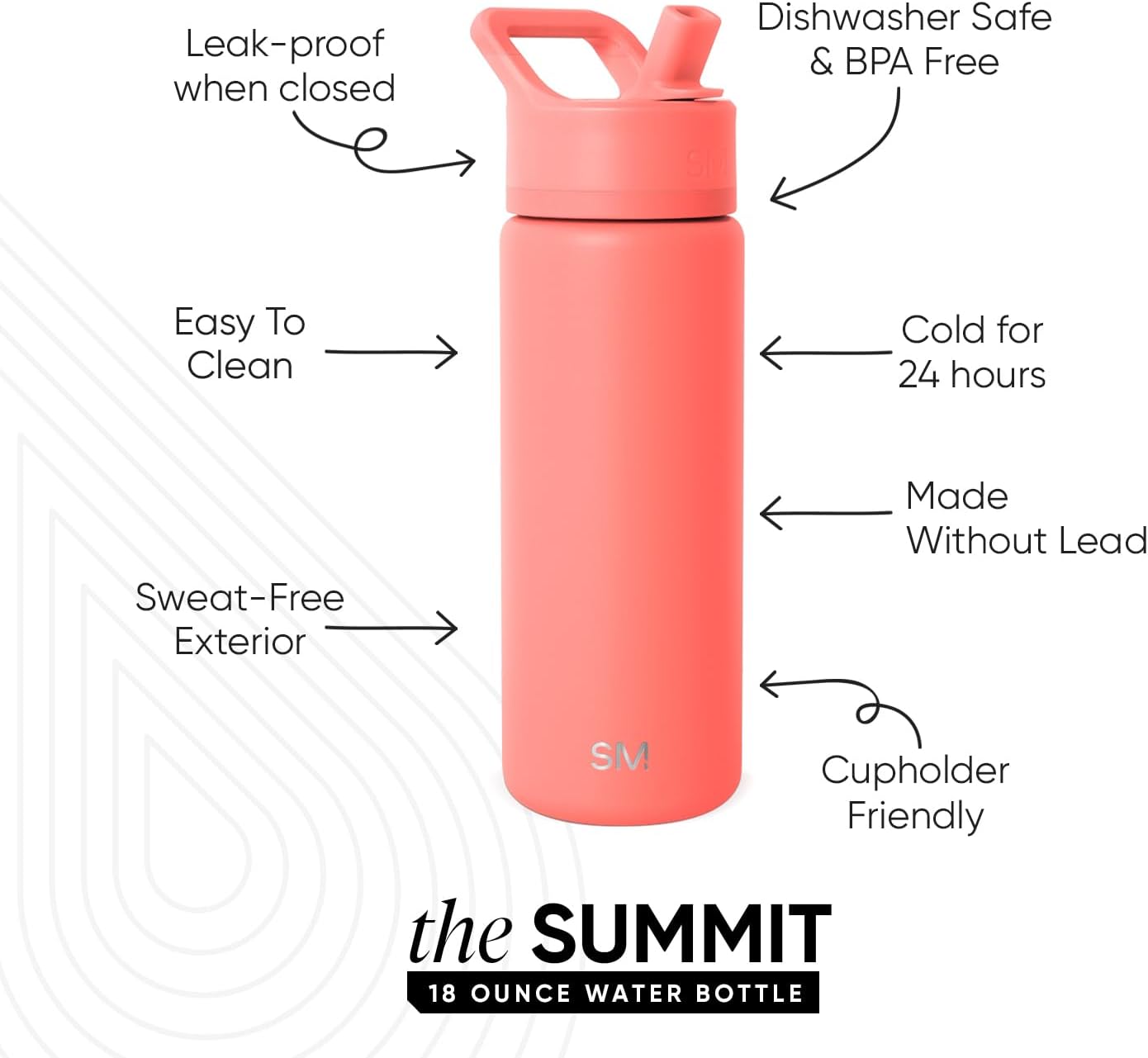 Simple Modern Kids Water Bottle with Straw Lid | Vacuum Insulated Stainless Steel Metal | Reusable Leak Proof BPA-Free Thermos for School | Summit Collection | 18oz, Honolulu