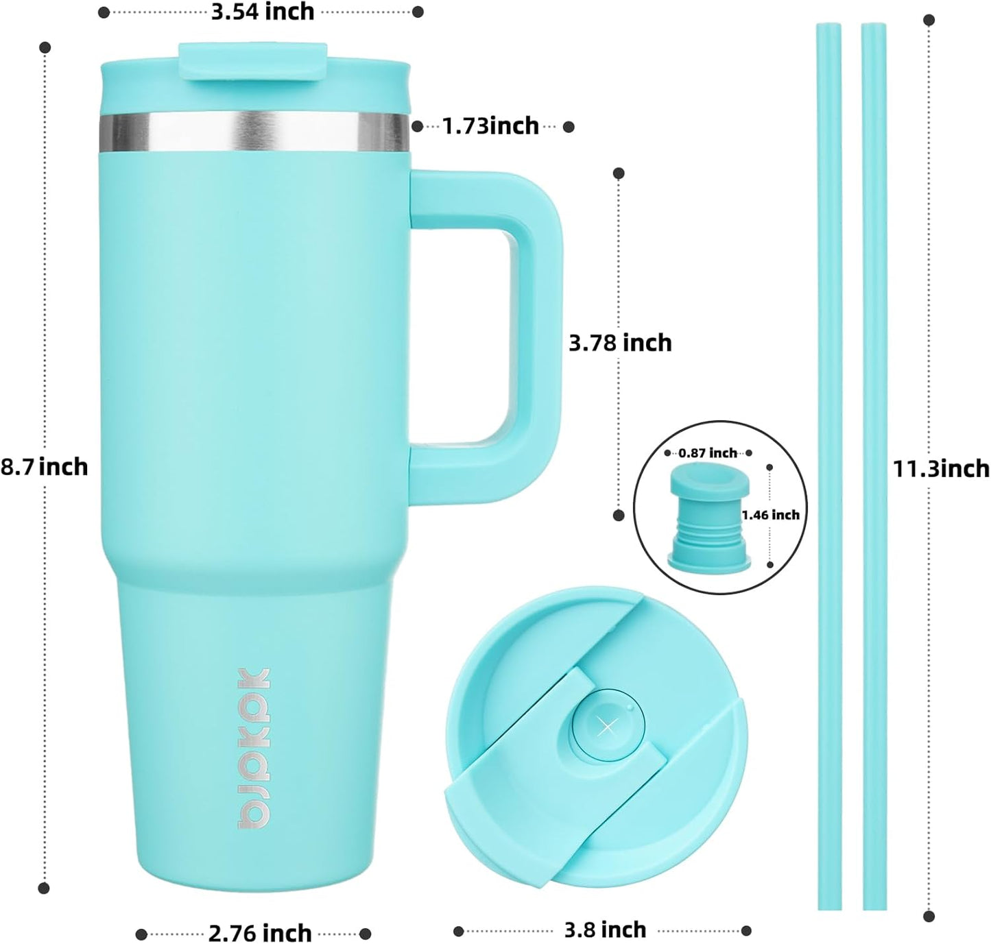 BJPKPK 30 oz Insulated Tumbler With Lid And Straw Stainless Steel Tumblers Cup With Handle For Women And Men,Turquoise