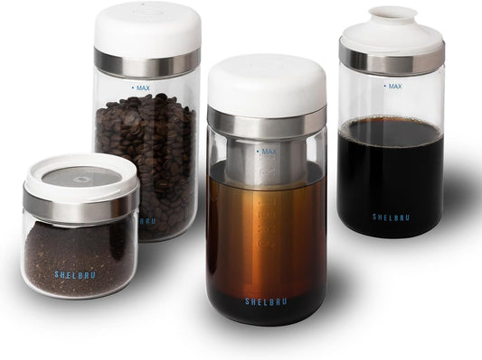 The Complete System – Cold Brew Coffee Kit with Smart Bean Canister, Stainless Steel Sifter & 500ml Dual-Filter Brewer/Carafe – Store, Sift, Brew & Serve Smooth Cold Brew at Home