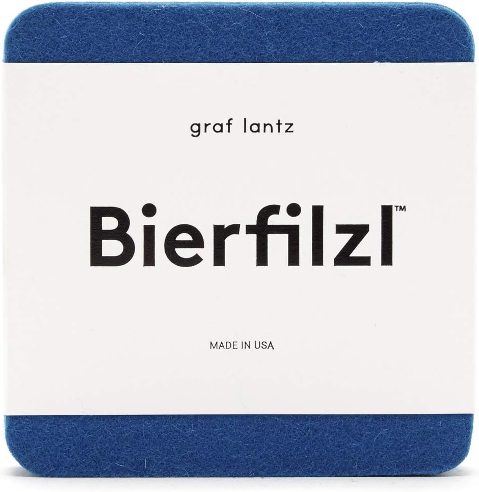 Graf Lantz - Bierfilzl Merino Wool Square Coasters Set of 4 - Happy (4"x4"x5mm) - Absorbs 30% of Weight - Natural German Wool - Heat Resistant, Sustainable, Reusable - Home Decor, Coffee Table Decor