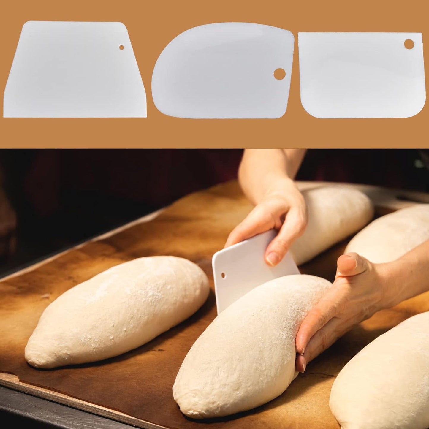 Cake Scraper Cake Decorating Tools, 7 Pcs Dough Scraper Bowl Scraper Cutters Flexible Cake Icing Smoother for Cake Bread Dough Multipurpose Food