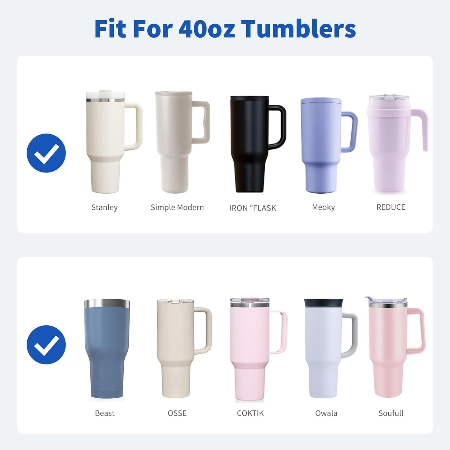 Stainless Steel Straw for 40 oz Stanley Tumbler Cup，Straight Reusable Metal Straws with Silicone Tips & Cleaning Brush for 40 oz Tumbler,1 Portable Bag