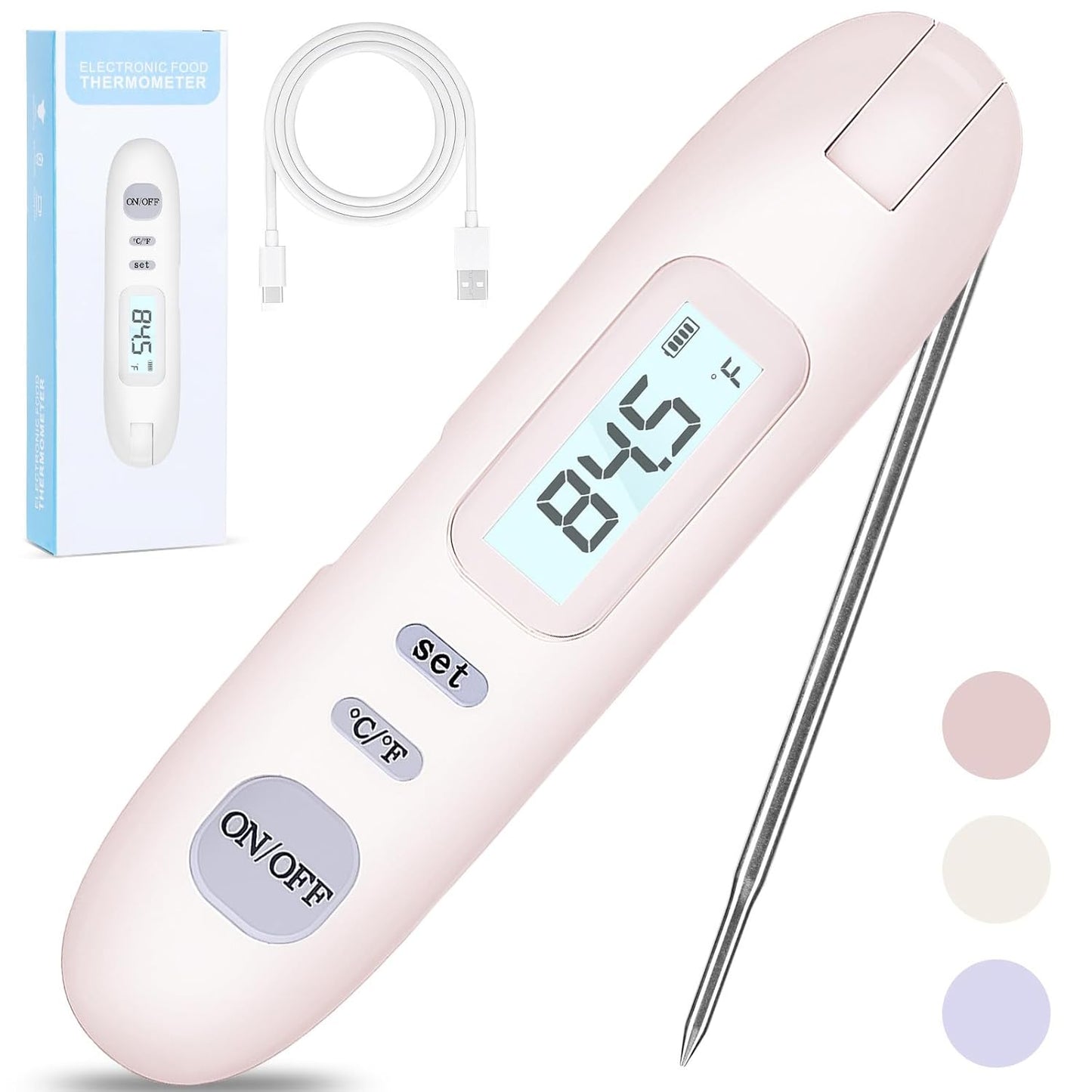 Meat Thermometer Digital - Instant Read Food Thermometer for Cooking Grilling Air Fryer Griddle Probe Kitchen Gadgets Essentials BBQ Grill Smoker Oil Fry Candy Turkey Instant Read Thermometer