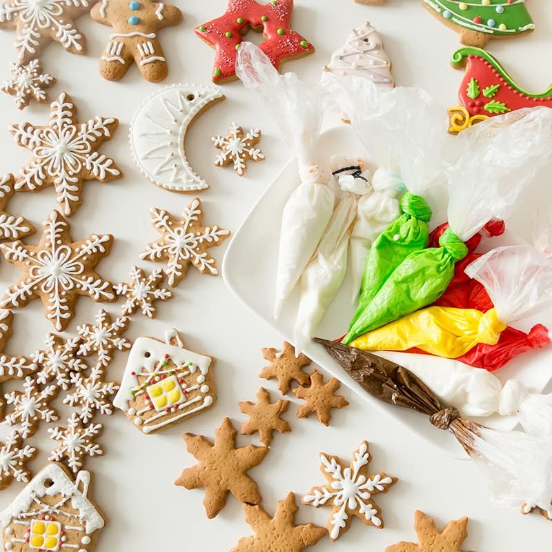 Large Christmas Cookie Cutters,4" Holiday Sturdy Molds thickened Stainless Steel with Recipe Instruction,Snowman, Christmas tree, elk, snowflake.