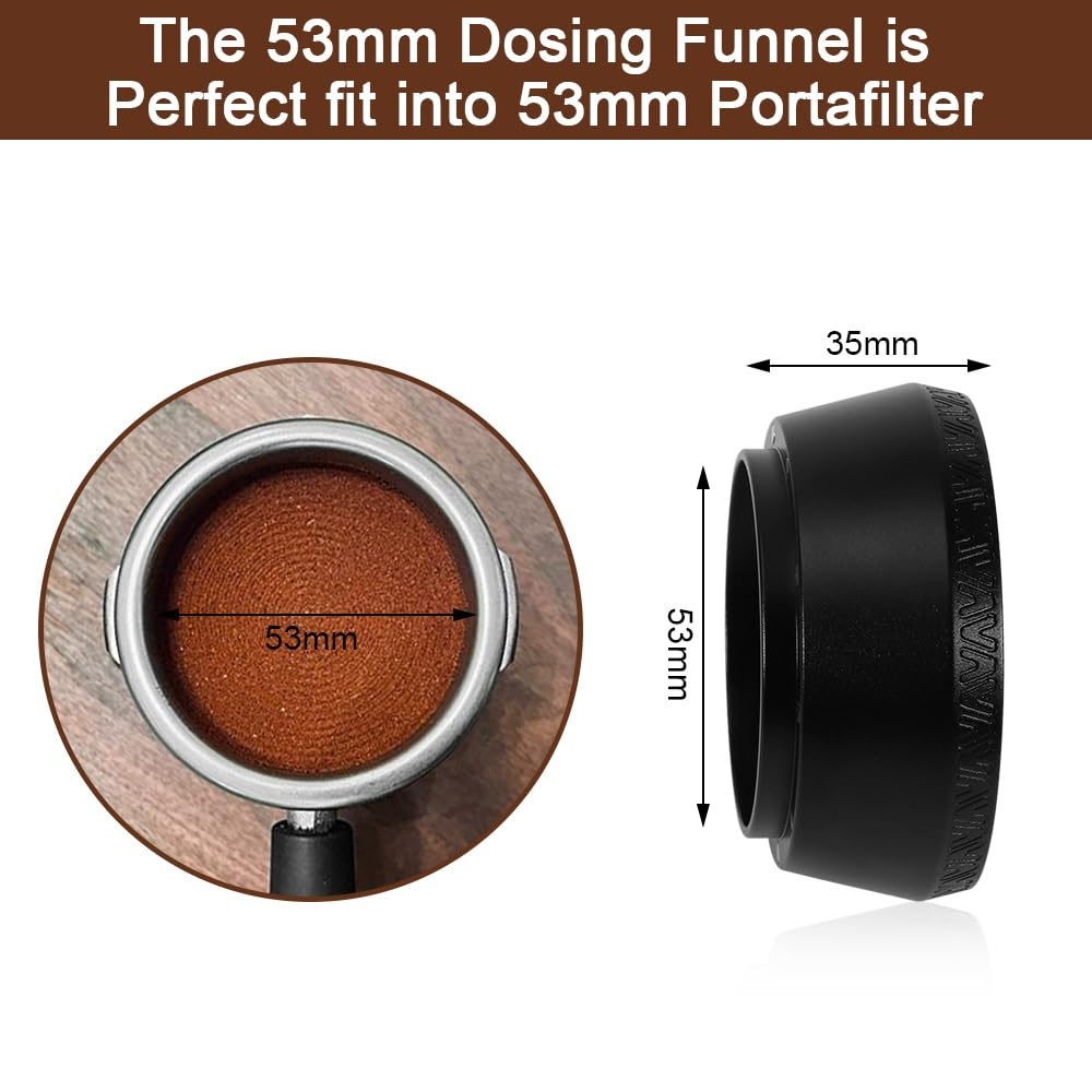 Magnetic Dosing Funnel, 53mm Espresso Dosing Funnel Aluminous Alloy Compatible with Breville 53mm Bottomless Portafilter