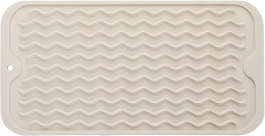 Silicone Dish Drying Mat for Multiple Usage,Easy clean,Eco-friendly,Heat-resistant Silicone Mat for Kitchen Counter or Sink,Refrigerator or Drawer Liner Tapioca S 12 inches x 6 inches