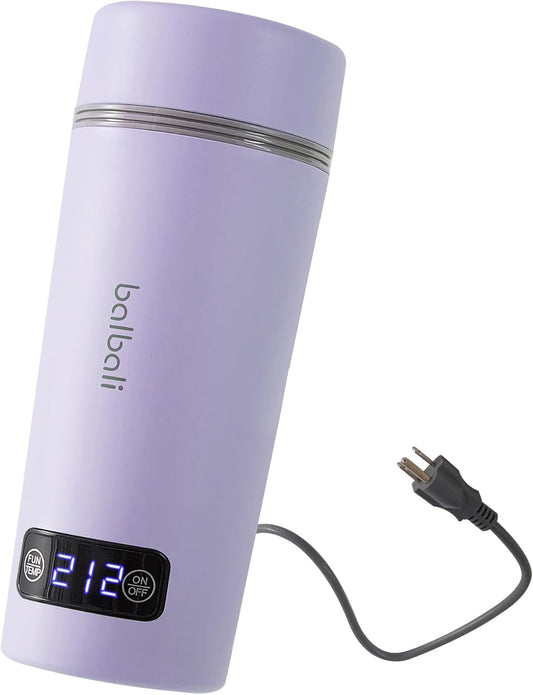 balbali Dual Voltage Travel Kettle 100-250V - 12oz Portable Water Boiler/Warmer/Heater for Boiling Water - 4 Preset Temperature Control Portable Tea Kettle Electric Travel - Purple