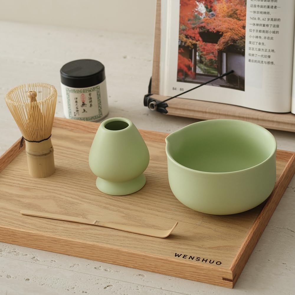 Matcha Kit - Premium Matcha Whisk Set with Traditional Bamboo Tools, Ideal Matcha Tea Set for Home (Mint Green)