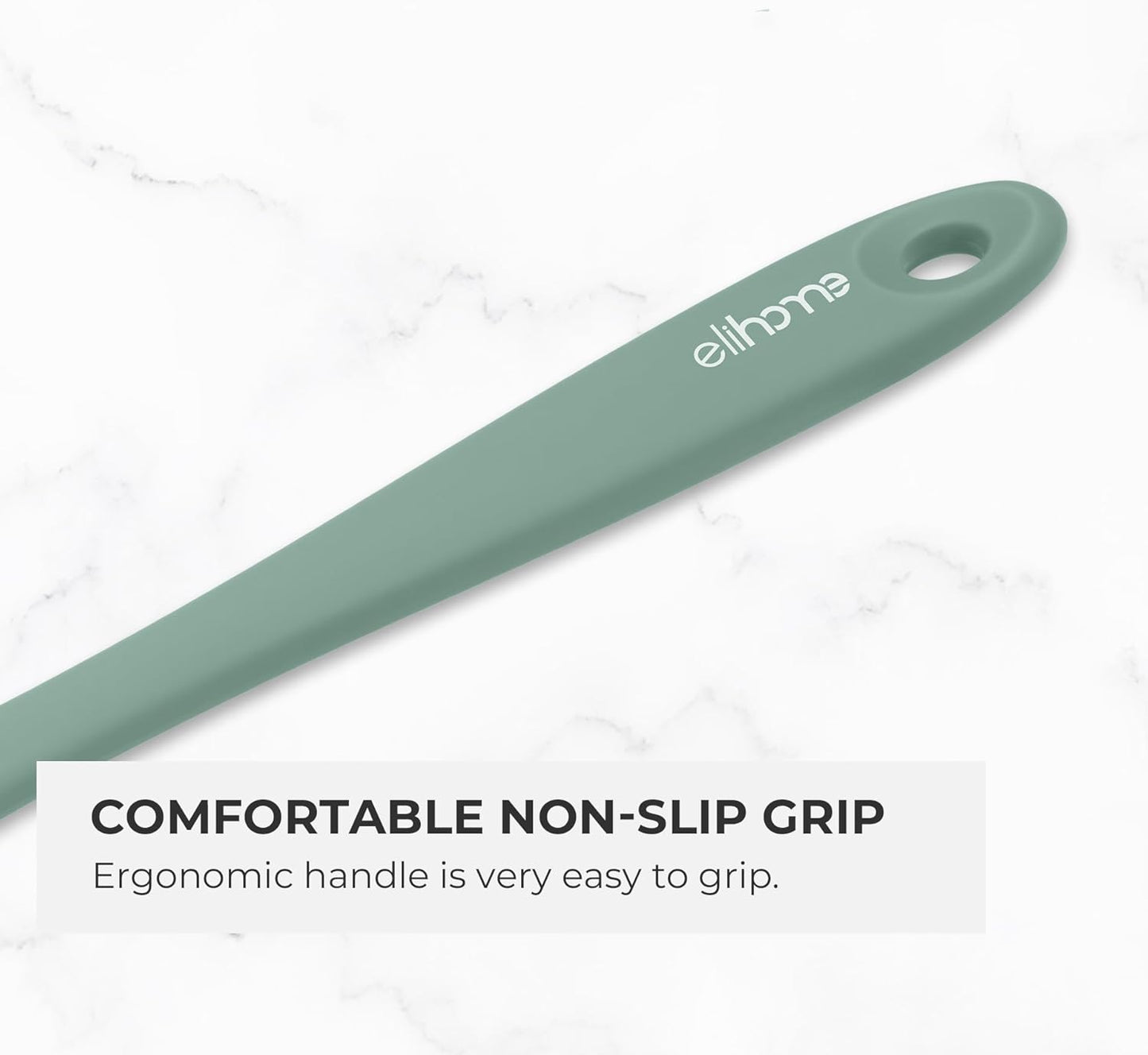 Elihome Skinny Silicone Spoonula - Non-Stick Heat Resistant Silicone Scraper Spatula for Mixing, Serving, Scraping, Stirring, and More - 11 Inch, Sage Green