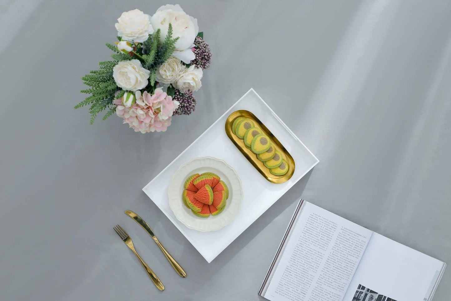 Glossy White Sturdy Acrylic Serving Tray with Handles-12x20Inch-Serving Coffee,Appetizer,Breakfast,Butler-Kitchen Countertop Tray-Makeup Drawer Organizer-Vanity Table,Ottoman Tray-Decorative