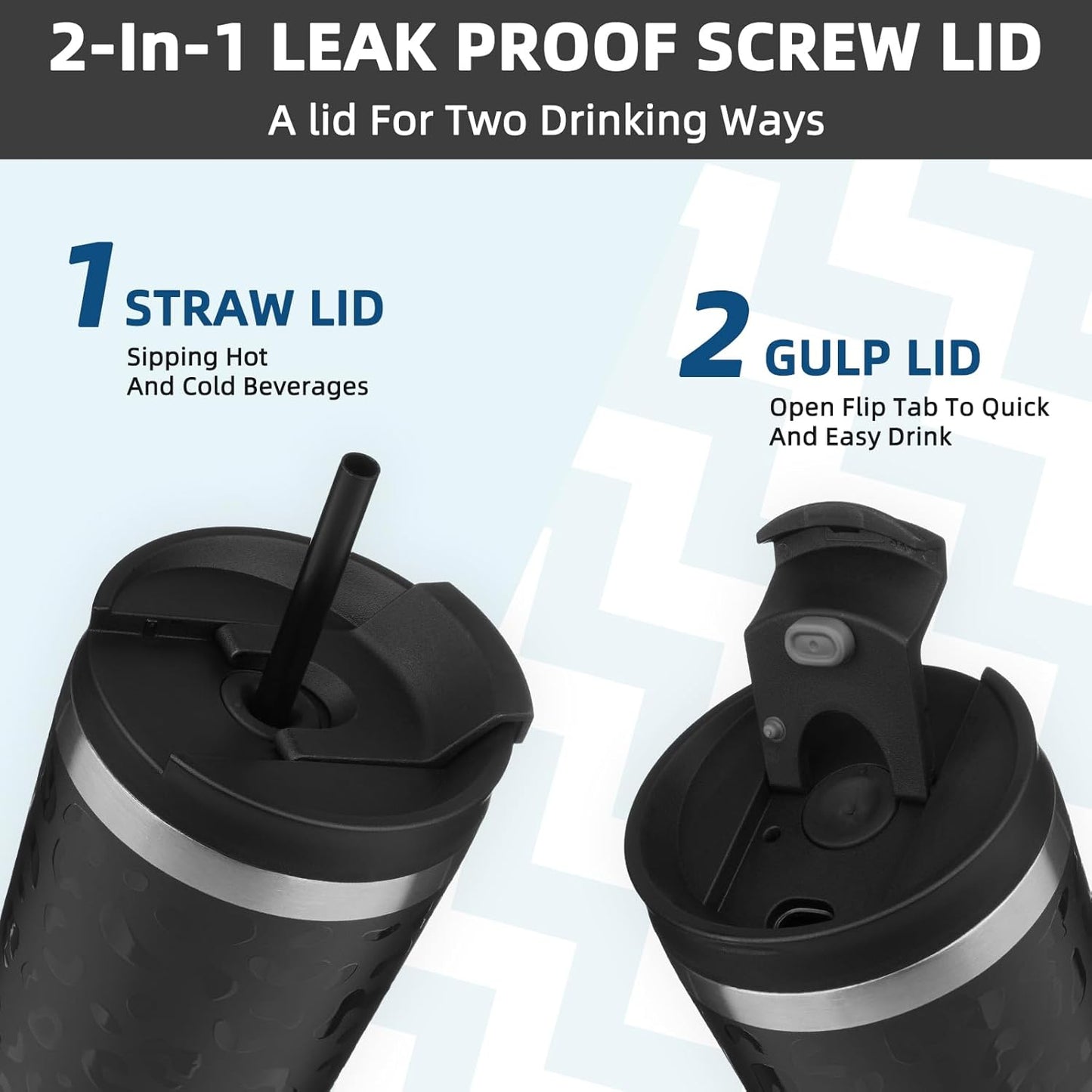 BJPKPK 30oz Insulated Tumbler With lid And Straw Stainless Steel Tumblers Travel Coffee Mug Reusable Thermal Cup,Black Leopard