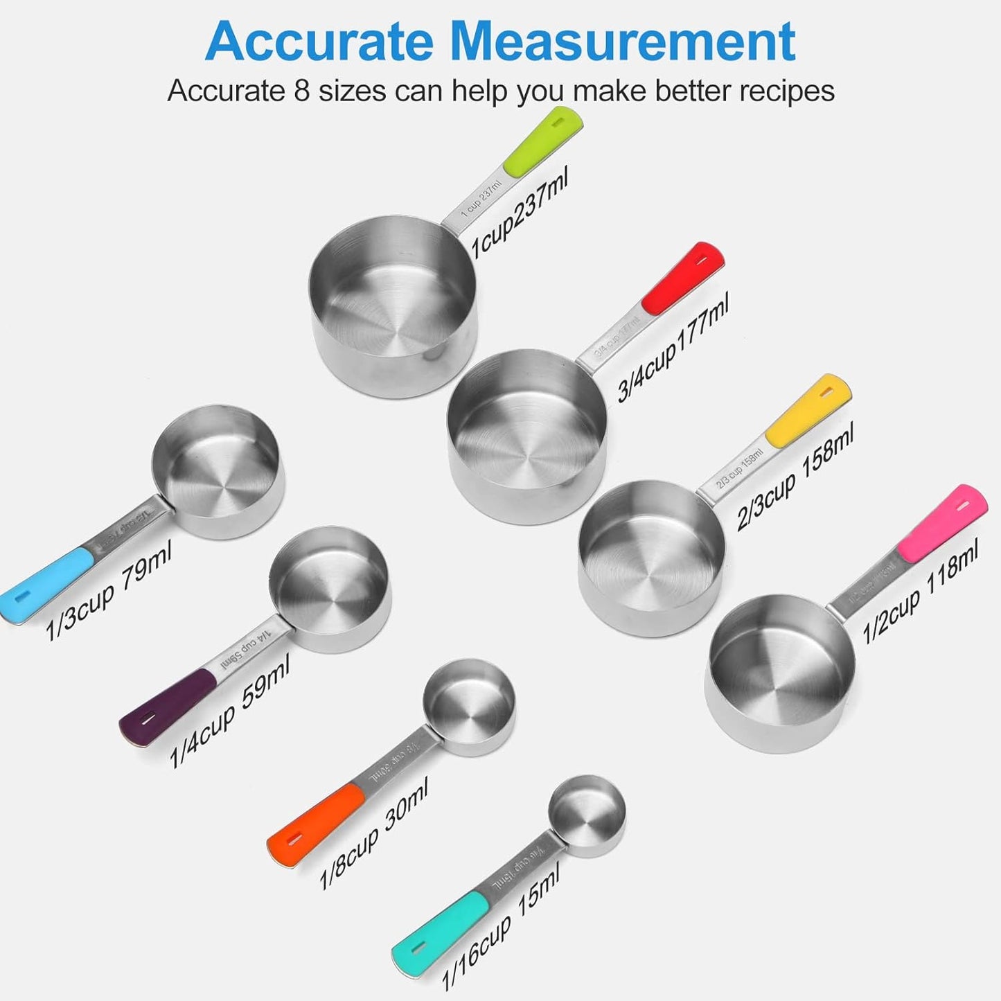 Stainless Steel Measuring Cups Set (8Cups)