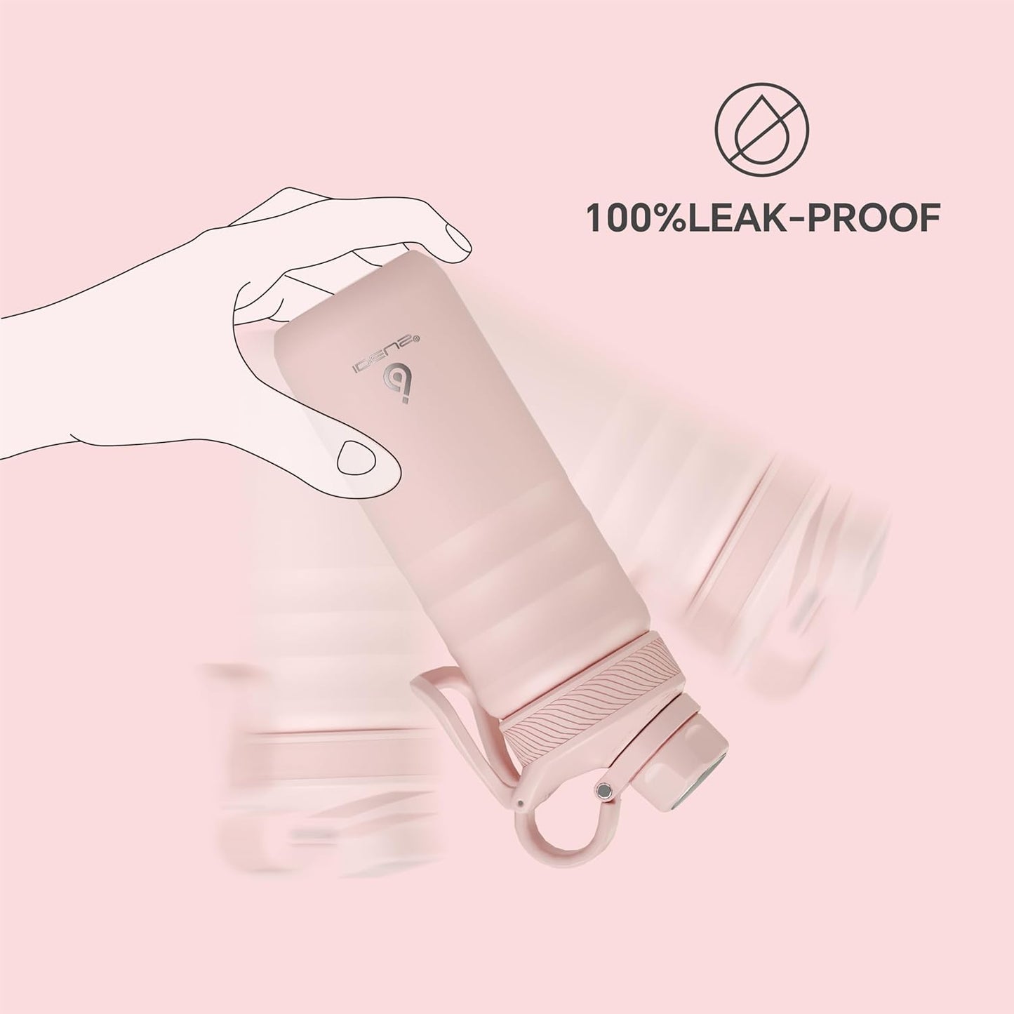 IDEUS Insulated Stainless Steel Water Bottle with 2 Leak-Proof Lids, Thermal Water Flask for Hiking Biking, 18oz, Light Pink