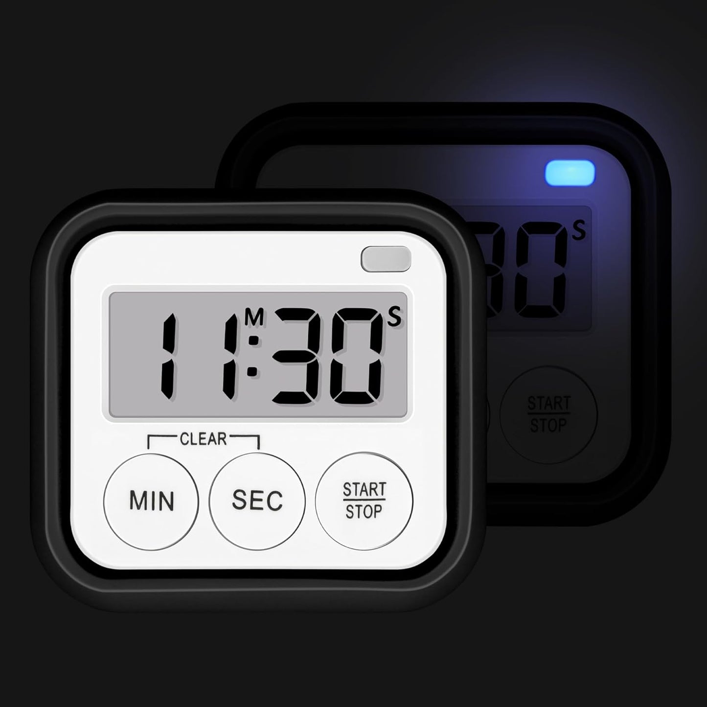 Timer, Kitchen Timers for Cooking Classroom Timer for Kids Teachers Magnetic Digital Timers 4 Pack, Black