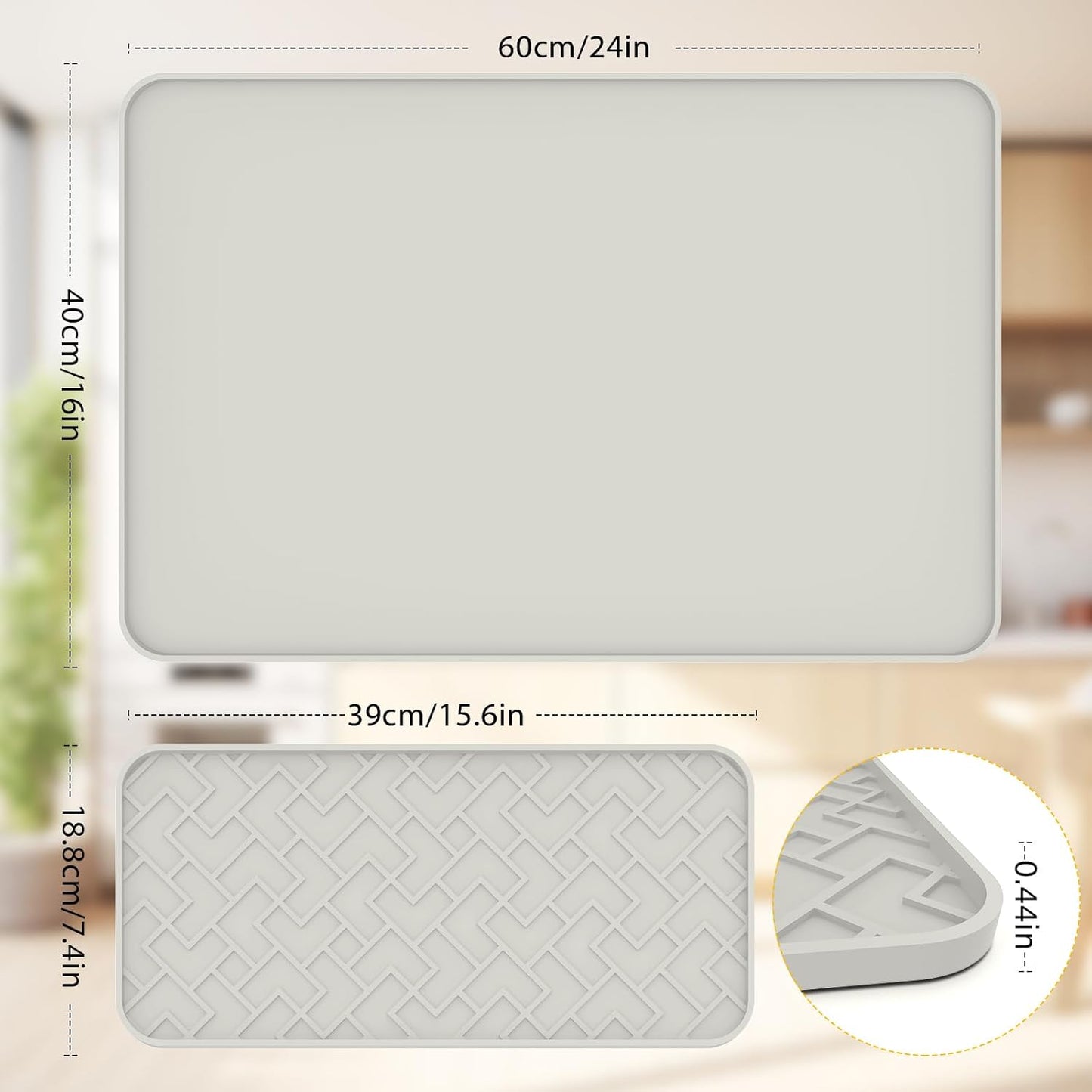 Silicone Coffee Mat - Removable Bar Mat with Concave and Convex Design, Leak-Proof and Non-Slip, Suitable for Use Under the Coffee Machine to Keep the Countertop Clean (White24"x16")