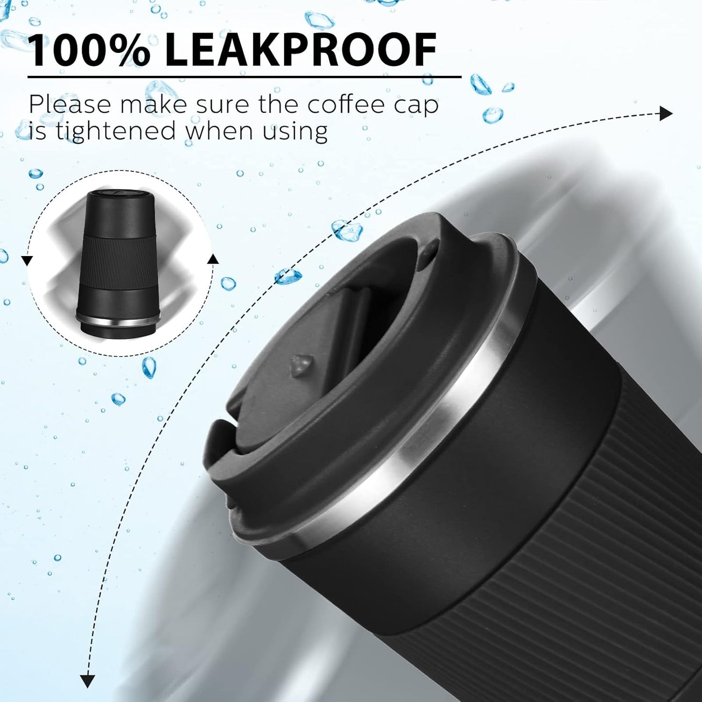 Sabary 4 Pack 16 oz Bulk Travel Coffee Mug with Lid Reusable Vacuum Insulated Coffee Tumbler Double Wall Thermal Stainless Steel Camping Tea Cup for Christmas Winter Drinks Employee Gift(Black)