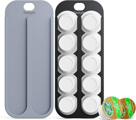 Magnetic K-Pod Organizer for K Cup Coffee Pods, Self-Magnetic Coffee Pod Holder and Storage Drawer, Suitable to be Mounted on Iron Surfaces - Refrigerator (Black&Gray)