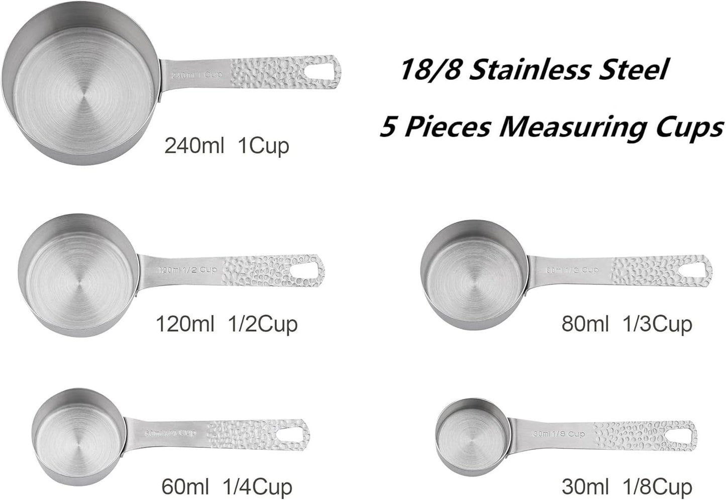 Measuring Cups and Spoons Set 13, 18/8 Stainless Steel Measuring Cups and Spoons Set for Baking and Kitchen, Metal Measuring Cups Set