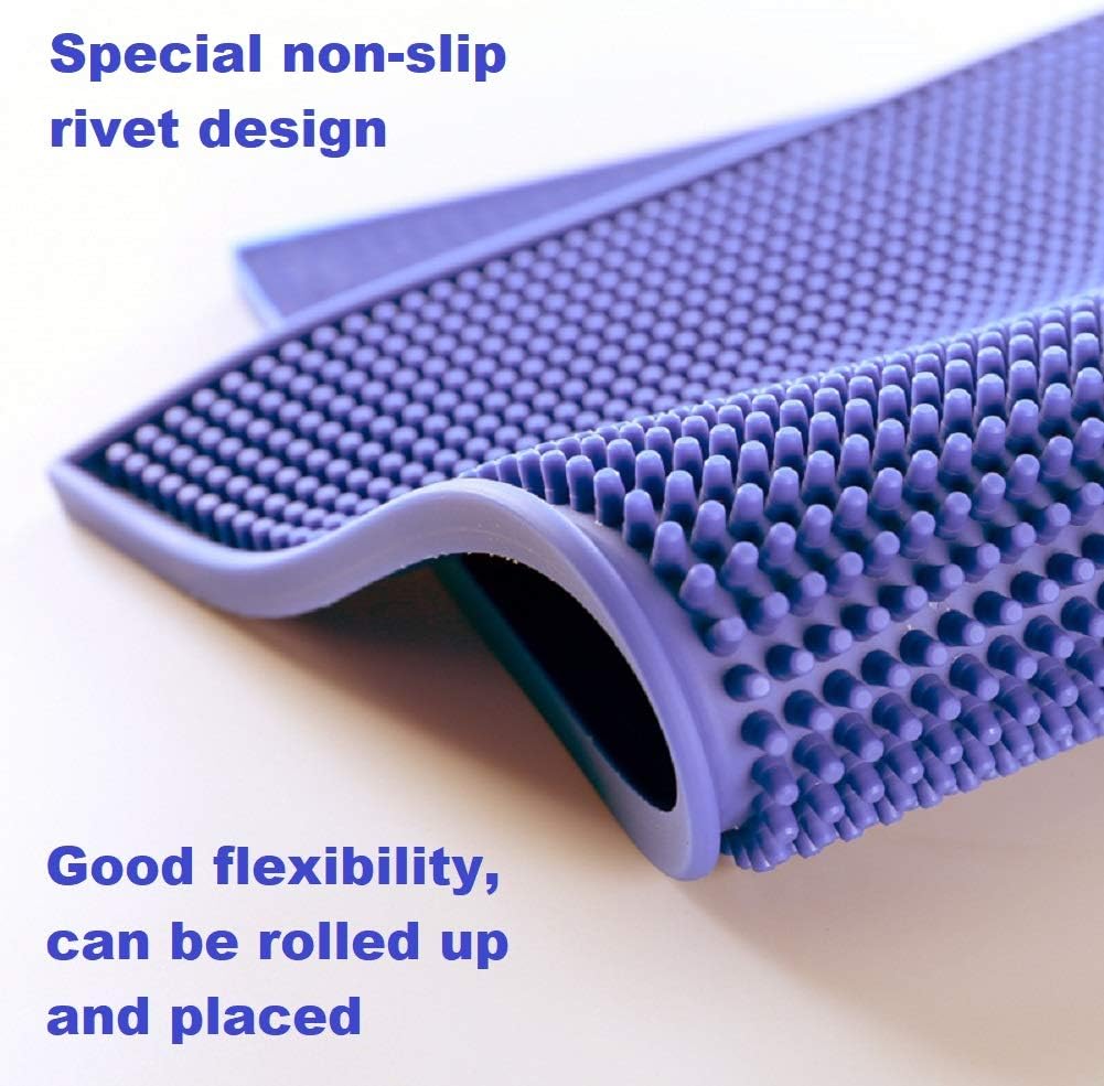 17.7" x 11.8" Rubber Bar Mat, Non-Slip and Anti-Spill Non-Toxic Soft Rubber Mats, Coffee Bars, Bars, Restaurants and Barbers Service Mats (2PACK, Navy)
