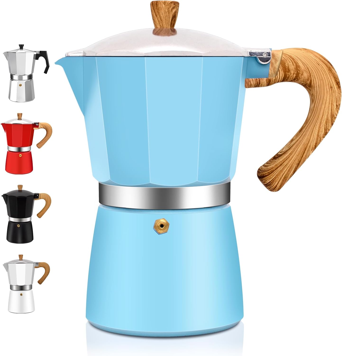 3 Cup Aluminum Espresso Stovetop Moka Pot Express Coffee Maker Percolator Italian Classic Mocha Coffee Machine for Italian and Cuban Cafe Brewing for Home & Camping 150ml 5oz