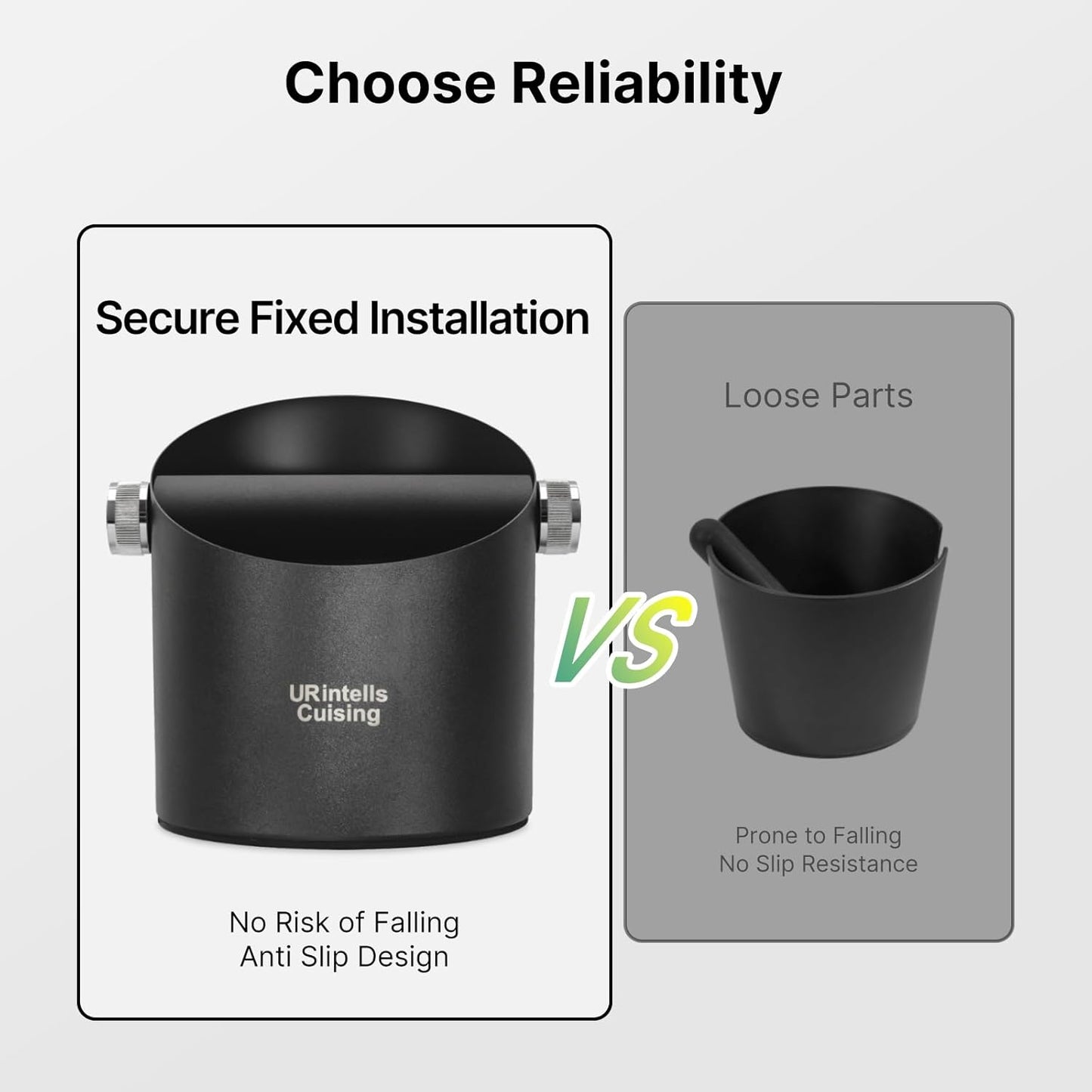 6.3 Inch Stainless Steel Knock Box Espresso Large Capacity with Non-Slip Base Espresso Knock Box Black Coffee Knock Box with Removable Knock Bar Espresso Machine Accessories