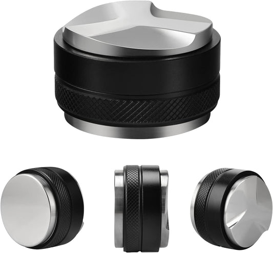 53mm Espresso Distributor & Tamper, Coffee Distributor Adjustable Height, Coffee Leveler Fits with Two-in-one Double-head and Flat-bottom Three Leaf for Macaroons Espresso Coffee