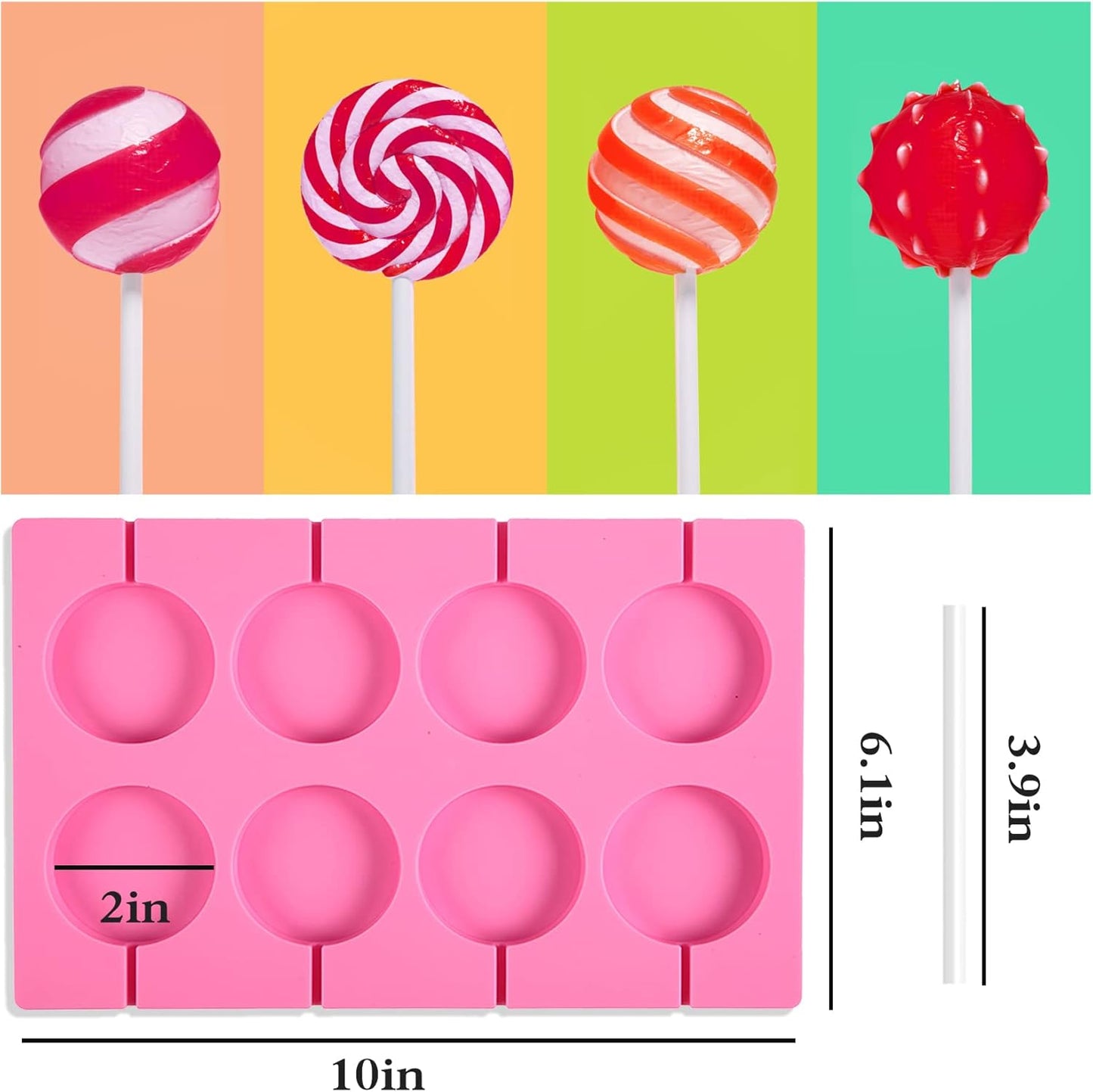 Silicone Lollipop Molds Candy Molds Silicone Sucker Molds Hard Candy Mold & 2x8 Rounds Nonstick Lollipop Mold With 20 Sticks for Candies,Bread,Jellies,Chocolate,Etc