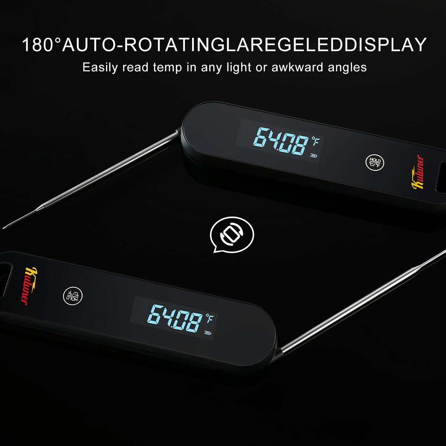 The Latest Thermocouple Instant Reading Meat Thermometer Digital,Faster Less Than 0.6 Second Response,IP67 Waterproof Thermometer Suitable for Grilling, Cooking,BBQ Gifts for Men (Black)