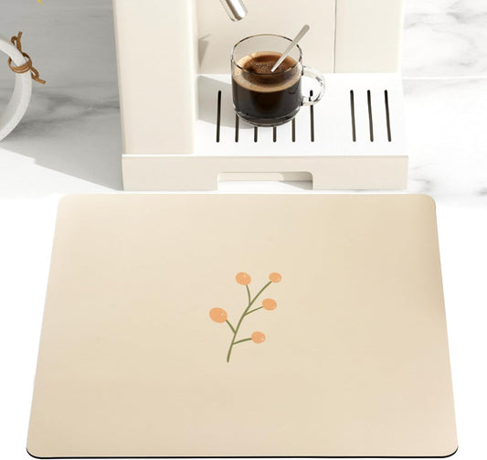 Cream Dish Drying Mat 16''x19'', Absorbent Anti Spill Bar Mat for Kitchen Counter, Fits Under Coffee Maker & Espresso Machine