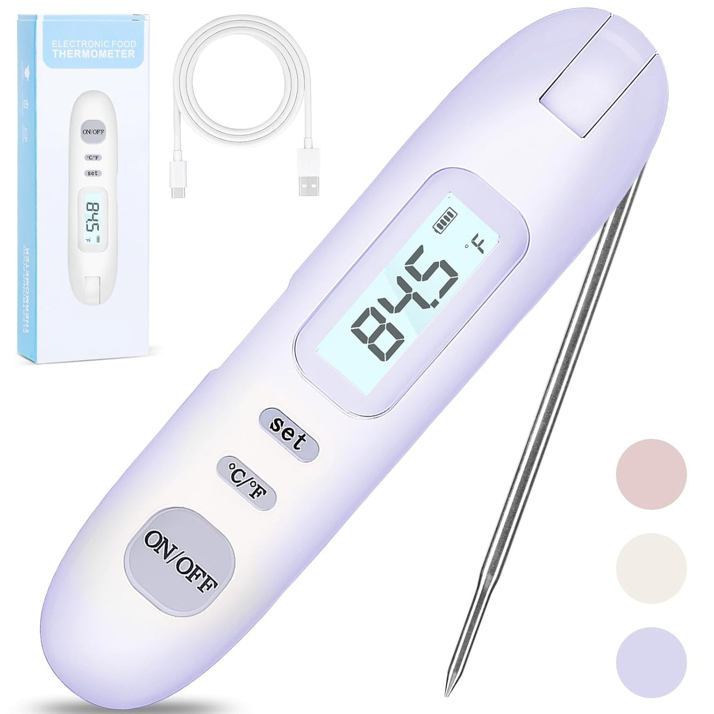 Meat Thermometer Digital - Instant Read Food Thermometer for Cooking Grilling Air Fryer Griddle Probe Kitchen Gadgets Essentials BBQ Grill Smoker Oil Fry Candy Turkey Instant Read Thermometer