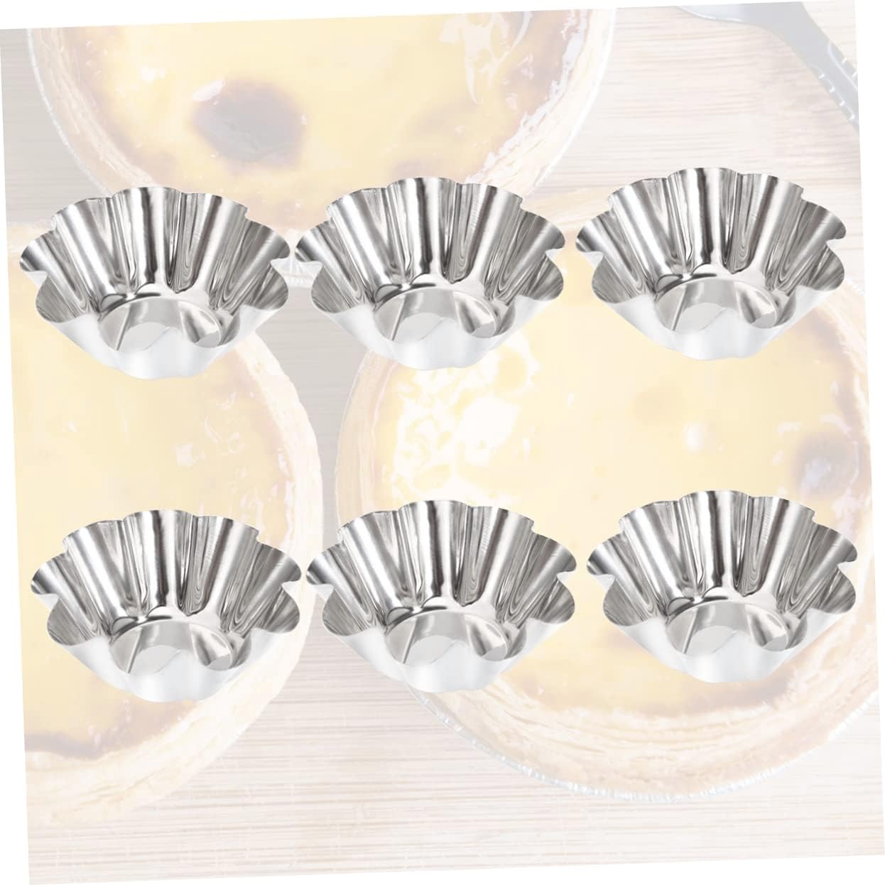 Mikinona 12pcs Non- Stick Tart Pans Tart Mould Egg Tart Molds Stainless Steel Tart Baking Mold Oven Pans Nonstick Bakeware Cupcake Wrapper Egg Tart Baking Cups Tart Tin Mini Non Stick Pan