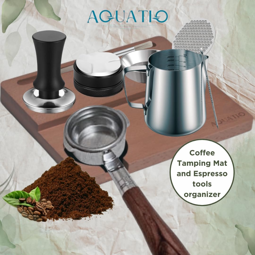 51-58 mm Wide Espresso Tamping Mat - Wooden Coffee Tamping Station - Espresso Accessories for Baristas