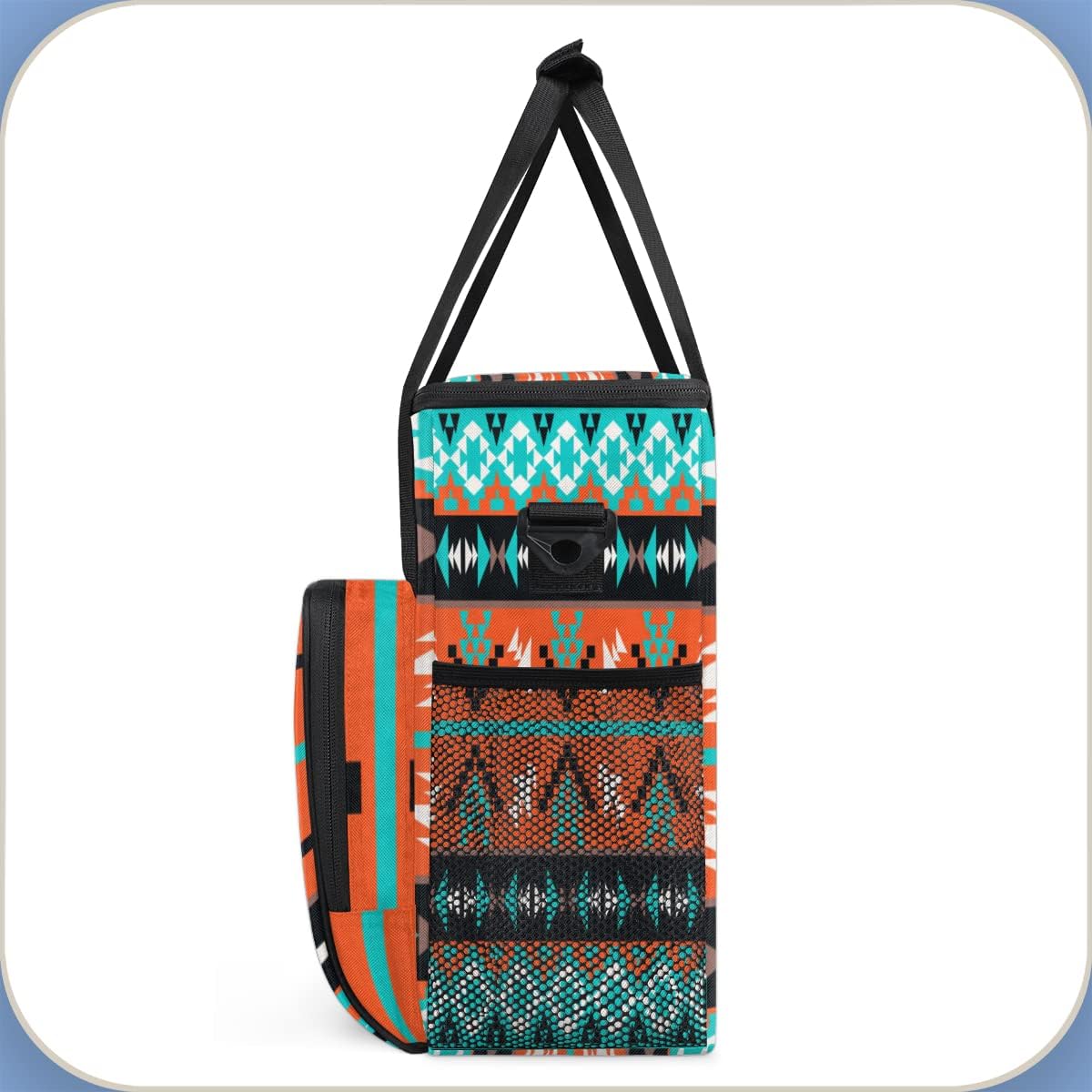 Ethnic Geometric Boho Coffee Maker Carring Bag Travel Storage Tote Bag Compatible with Keurig K-Mini or K-Mini Plus Portable Single Serve Coffee Brewer Case with Pockets for K-cup Pods