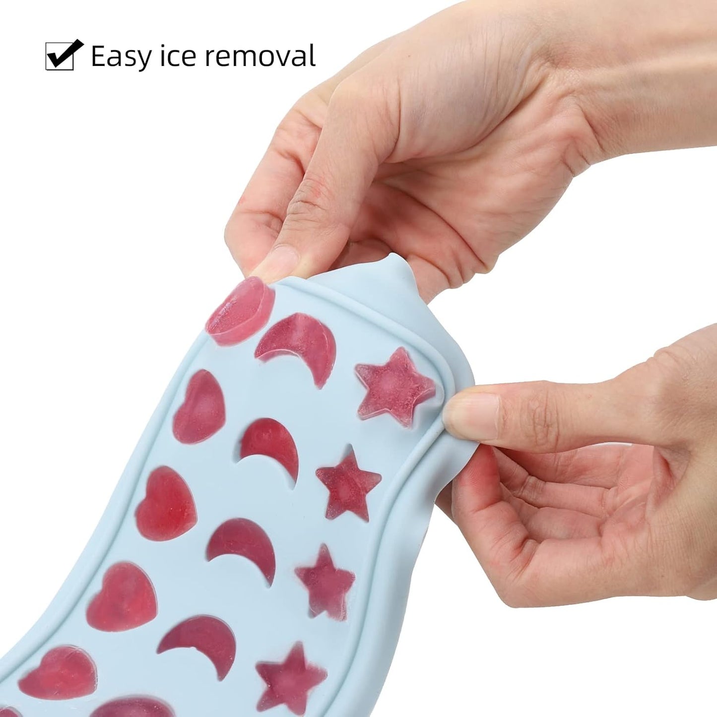 Moon Stars and Heart Ice Cube Tray Silicone Molds with Liquid Dropper，Easy Release Ice Trays with Lid, 24 Cavity Heart Mold for Ice Cubes, Gelatine, Chocolate, Baking and Candy